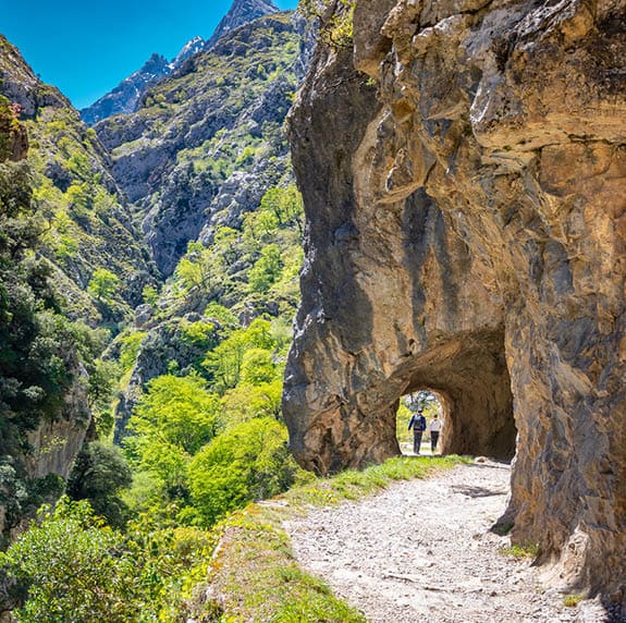 Landscape of the famous Cares route from Asturias to Leon in Spain for lovers of hiking.
