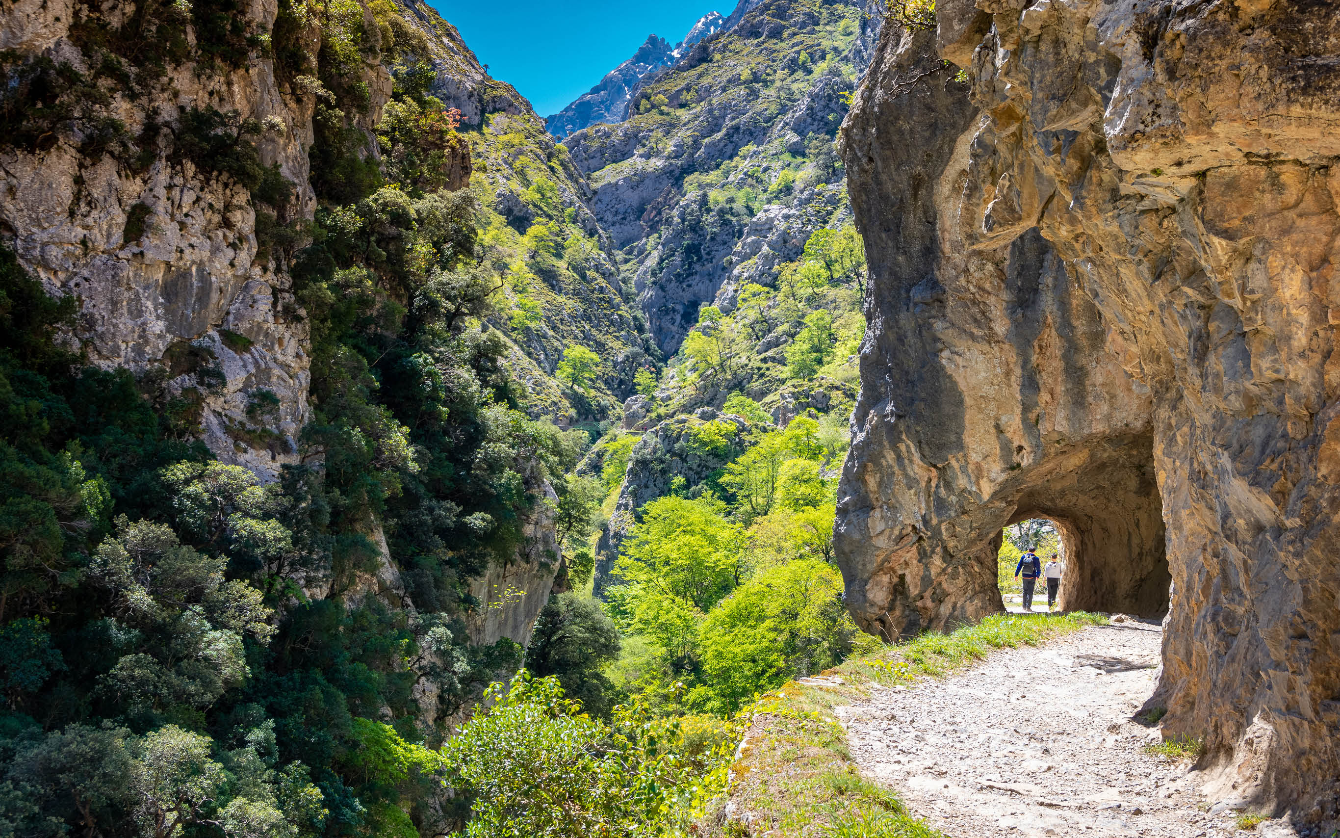 Landscape of the famous Cares route from Asturias to Leon in Spain for lovers of hiking.